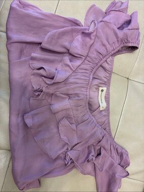 The Impeccable Pig Lilac Off-Shoulder Ruffle Top